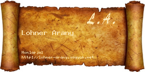 Lohner Arany névjegykártya
